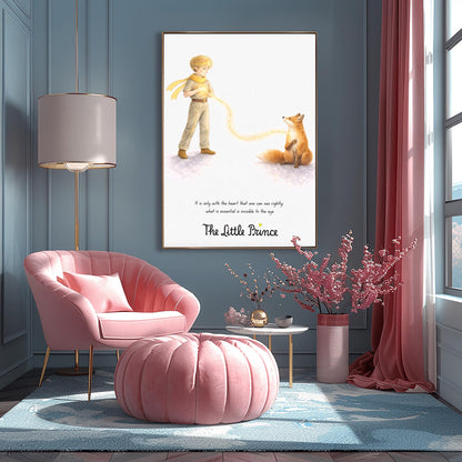 The Little Prince Invisible Heart Art - Le Petit Prince Fox Quote Print - "It Is Only With The Heart" Wall Decor