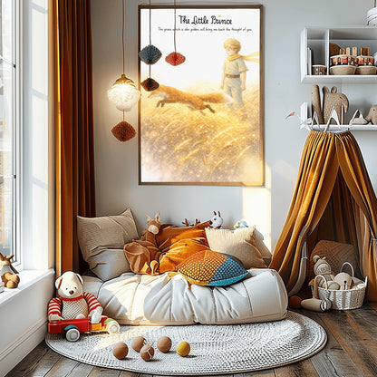 The Little Prince Golden Wheat Field Art - Le Petit Prince Fox Quote Print - "The Grain Will Bring Back the Thought of You" Poster