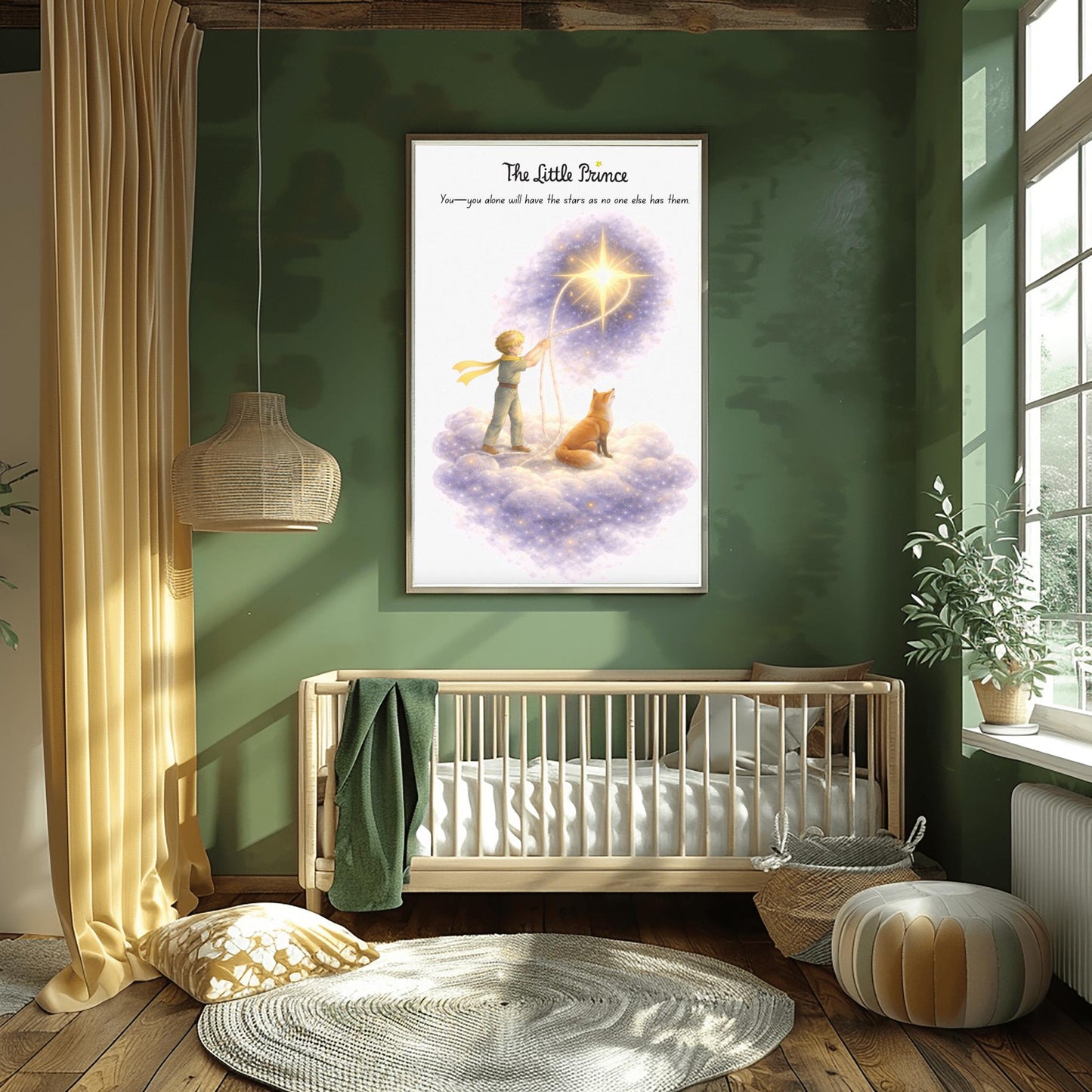 The Little Prince Star Catcher Art - "You Alone Will Have the Stars" Quote Print - Le Petit Prince & Fox Celestial Poster