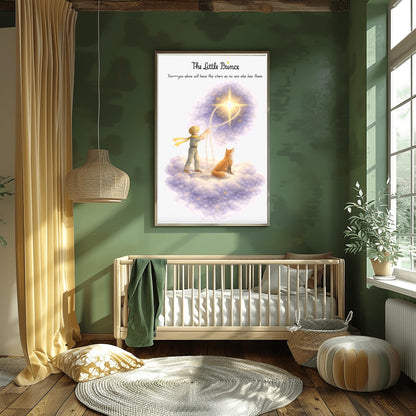 The Little Prince Star Catcher Art - "You Alone Will Have the Stars" Quote Print - Le Petit Prince & Fox Celestial Poster