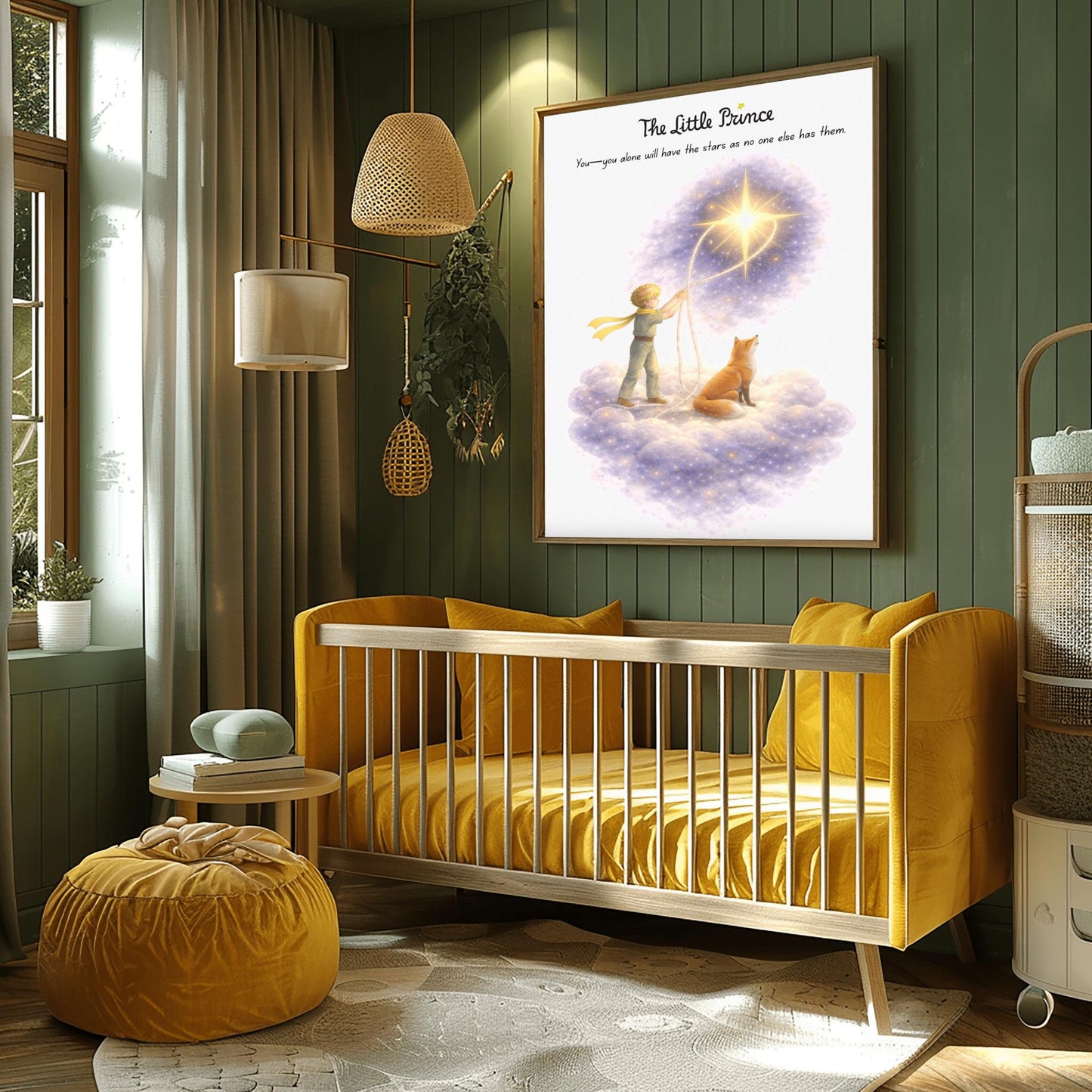 The Little Prince Star Catcher Art - "You Alone Will Have the Stars" Quote Print - Le Petit Prince & Fox Celestial Poster