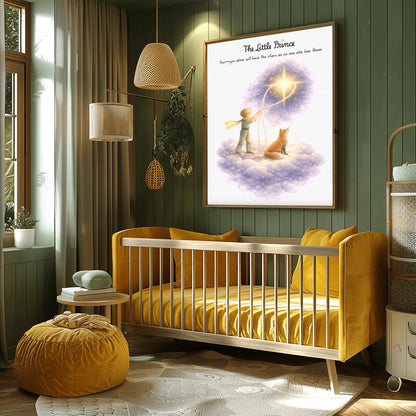 The Little Prince Star Catcher Art - "You Alone Will Have the Stars" Quote Print - Le Petit Prince & Fox Celestial Poster