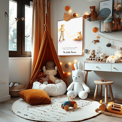 The Little Prince Invisible Heart Art - Le Petit Prince Fox Quote Print - "It Is Only With The Heart" Wall Decor