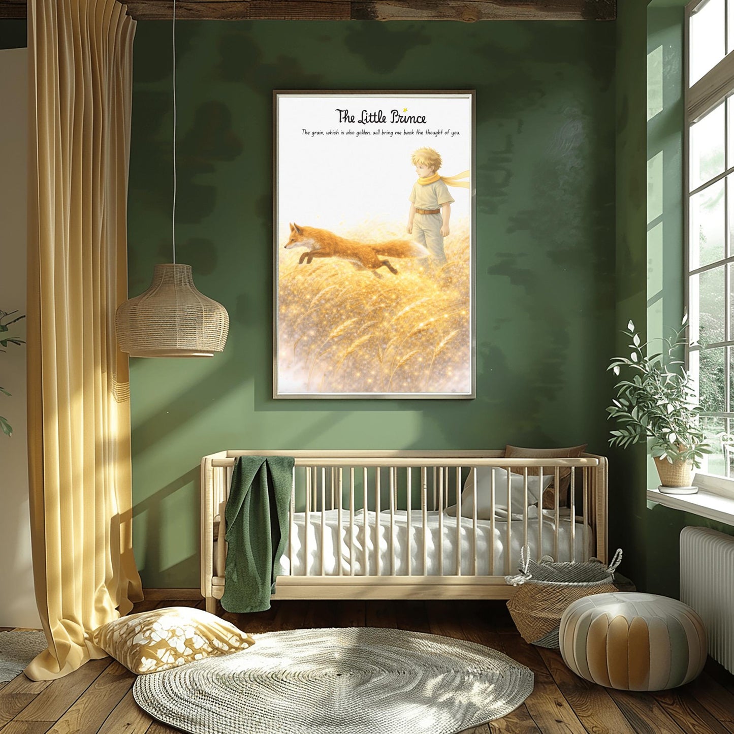 The Little Prince Golden Wheat Field Art - Le Petit Prince Fox Quote Print - "The Grain Will Bring Back the Thought of You" Poster