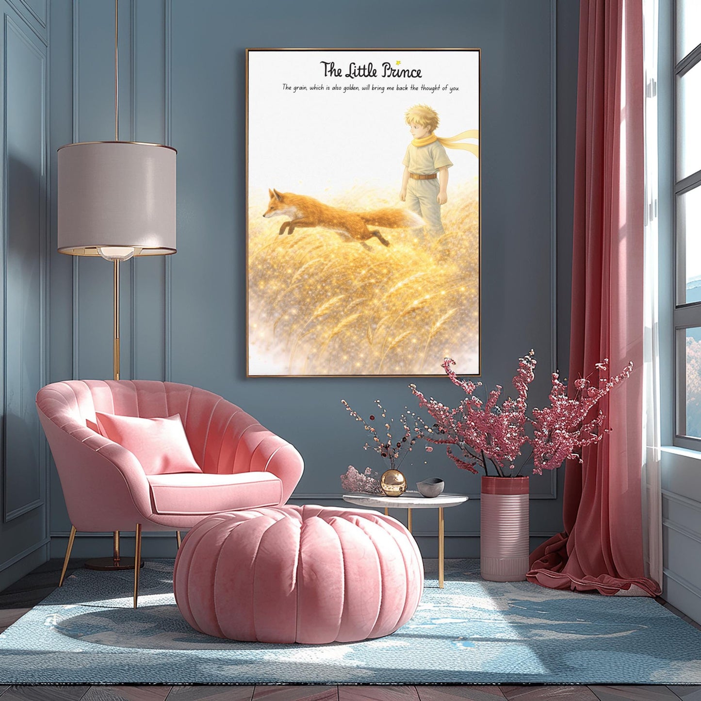 The Little Prince Golden Wheat Field Art - Le Petit Prince Fox Quote Print - "The Grain Will Bring Back the Thought of You" Poster
