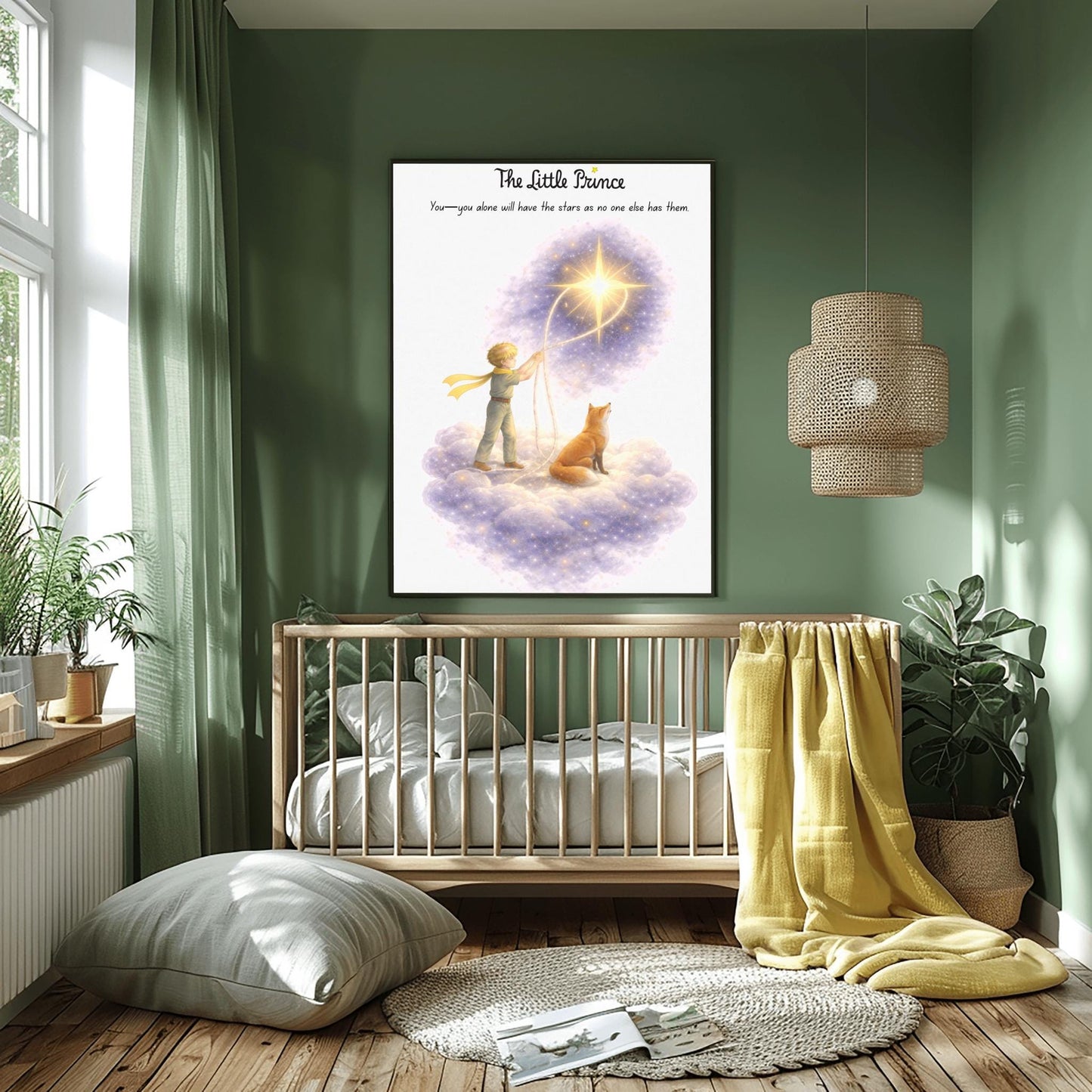 The Little Prince Star Catcher Art - "You Alone Will Have the Stars" Quote Print - Le Petit Prince & Fox Celestial Poster