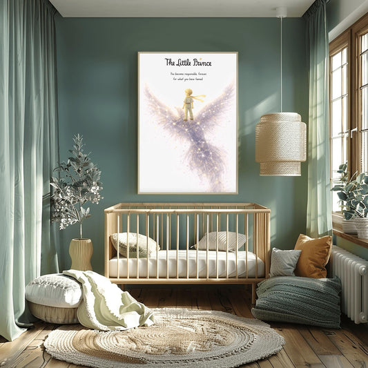 The Little Prince Phoenix Art Print - Le Petit Prince Responsibility Quote - Starry Bird Constellation Poster - Nursery Wall Decor