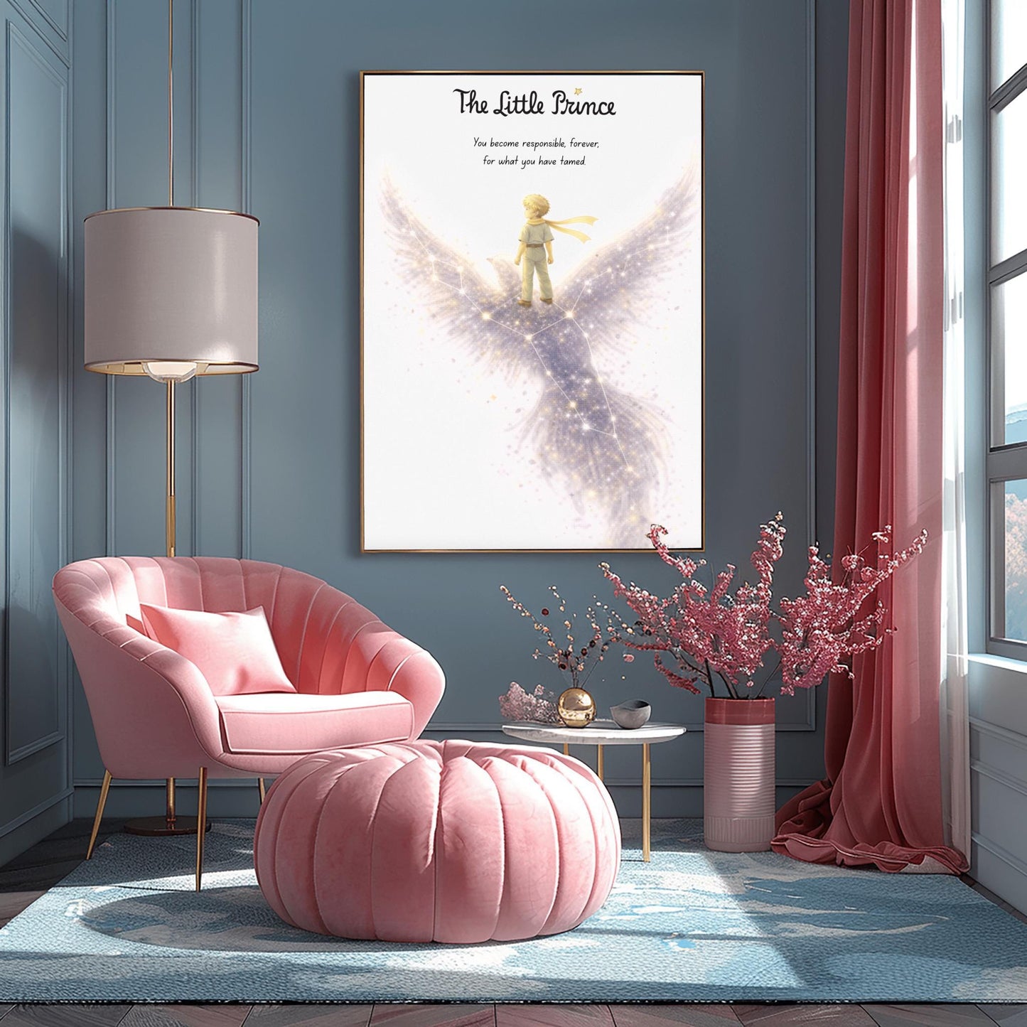 The Little Prince Phoenix Art Print - Le Petit Prince Responsibility Quote - Starry Bird Constellation Poster - Nursery Wall Decor