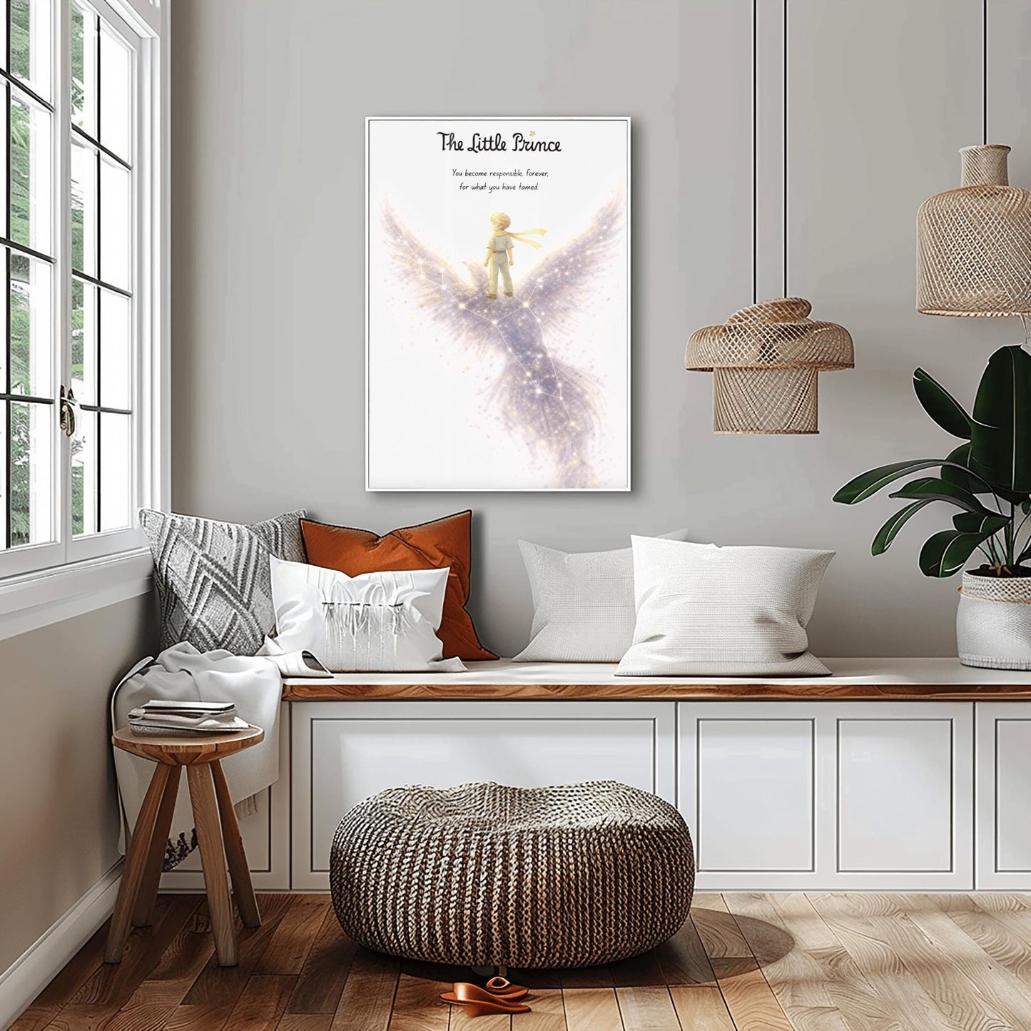 The Little Prince Phoenix Art Print - Le Petit Prince Responsibility Quote - Starry Bird Constellation Poster - Nursery Wall Decor