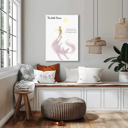 The Little Prince Art Print - The Little Prince & Fox Shadow Art - Le Petit Prince Comfort Quote Print
