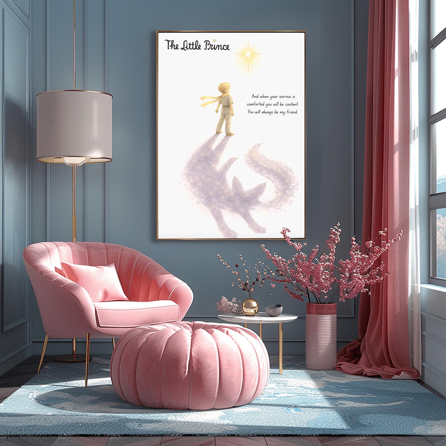 The Little Prince Art Print - The Little Prince & Fox Shadow Art - Le Petit Prince Comfort Quote Print