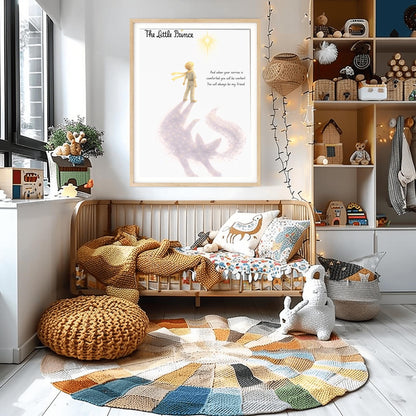 The Little Prince Art Print - The Little Prince & Fox Shadow Art - Le Petit Prince Comfort Quote Print