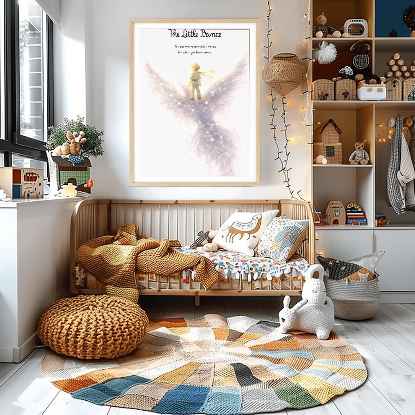 The Little Prince Phoenix Art Print - Le Petit Prince Responsibility Quote - Starry Bird Constellation Poster - Nursery Wall Decor