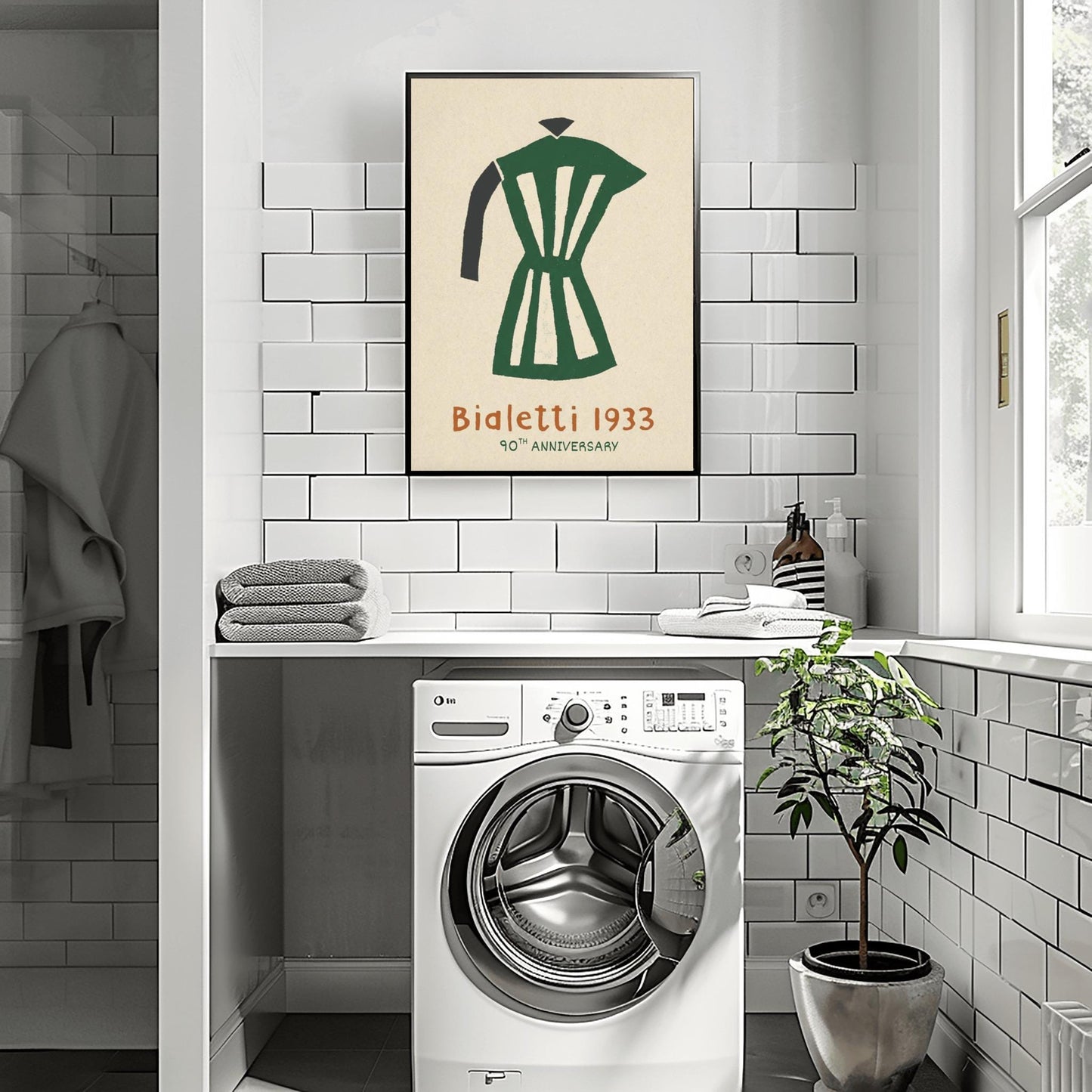 Bialetti Moka Pot Poster - Minimalist Italian Coffee Art - 90th Anniversary Espresso Print - Mid-Century Modern Kitchen Wall Art