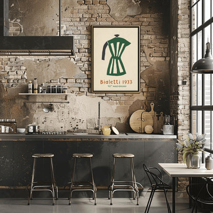Bialetti Moka Pot Poster - Minimalist Italian Coffee Art - 90th Anniversary Espresso Print - Mid-Century Modern Kitchen Wall Art