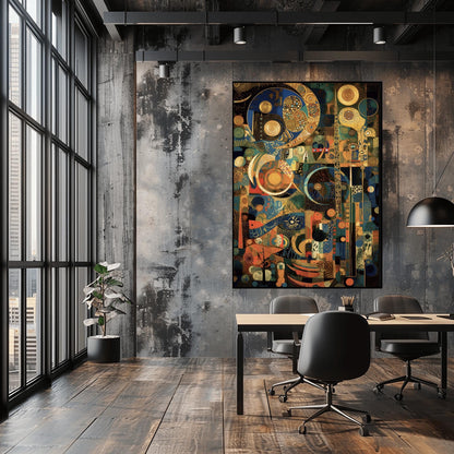 Gustav Klimt Inspired Mosaic Art Print, Navy Blue Gold Celestial Decor