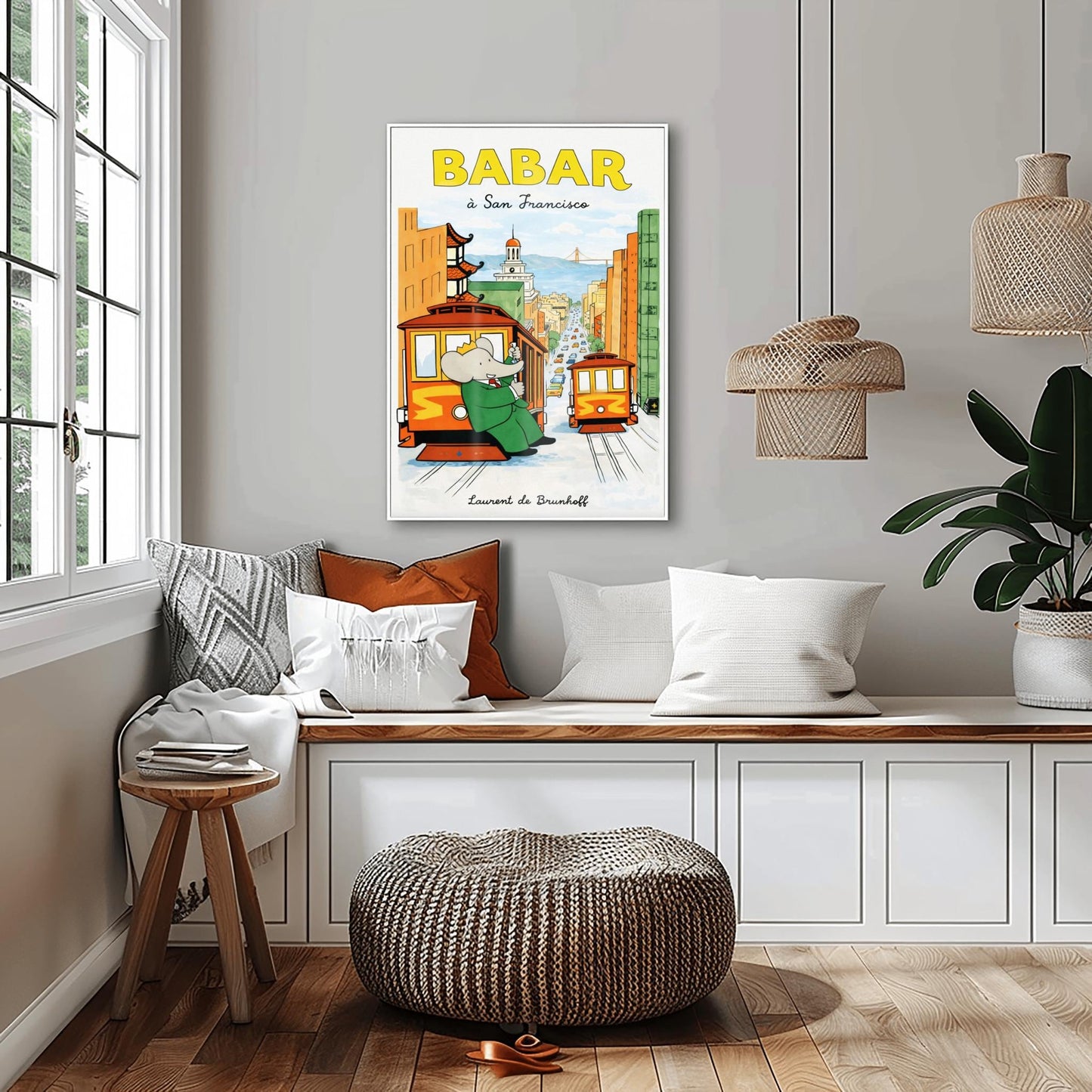Babar the Elephant à San Francisco Poster - Vintage Cable Car Print - Laurent de Brunhoff Art