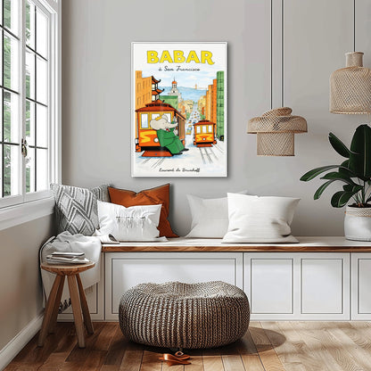 Babar the Elephant à San Francisco Poster - Vintage Cable Car Print - Laurent de Brunhoff Art