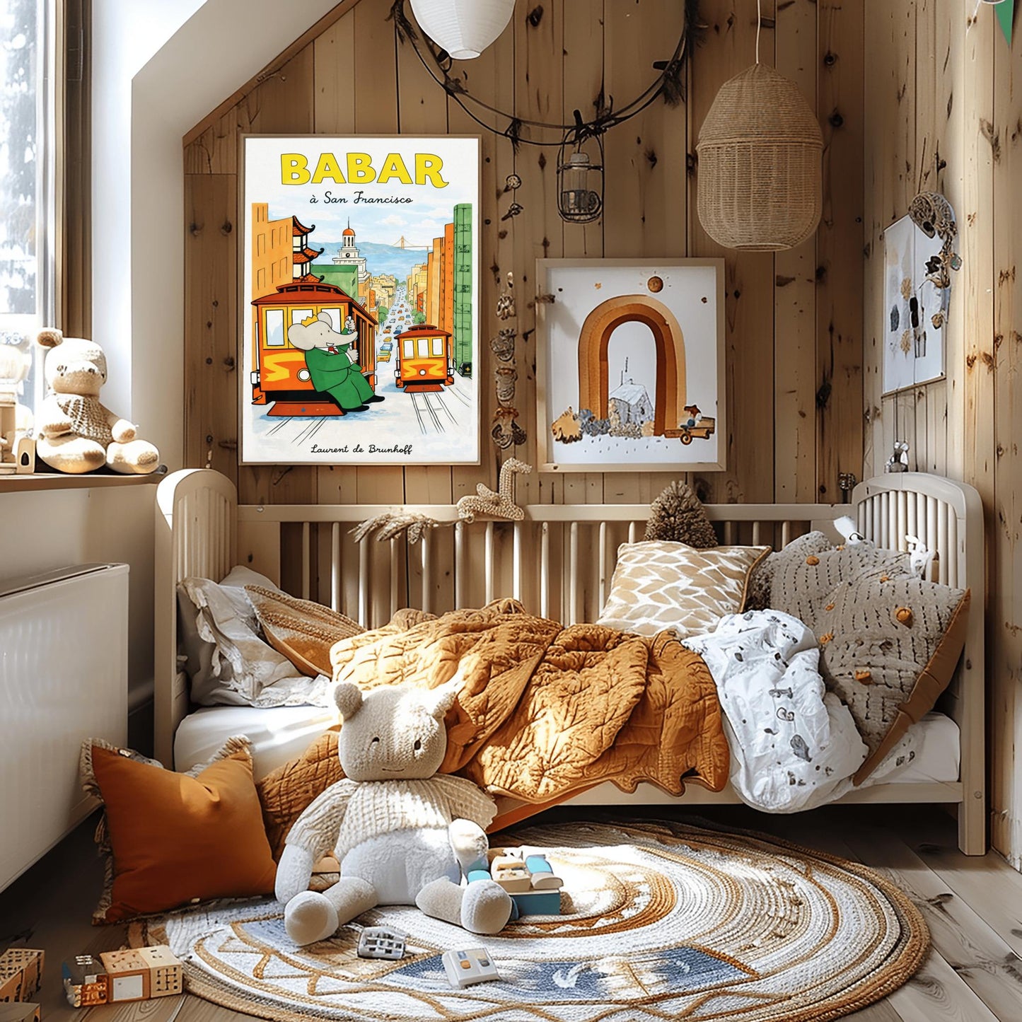 Babar the Elephant à San Francisco Poster - Vintage Cable Car Print - Laurent de Brunhoff Art