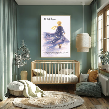 The Little Prince Galaxy Cloak Art - Le Petit Prince Universe Poster - "All Men Have Stars" Quote Print - Celestial Nursery Wall Decor