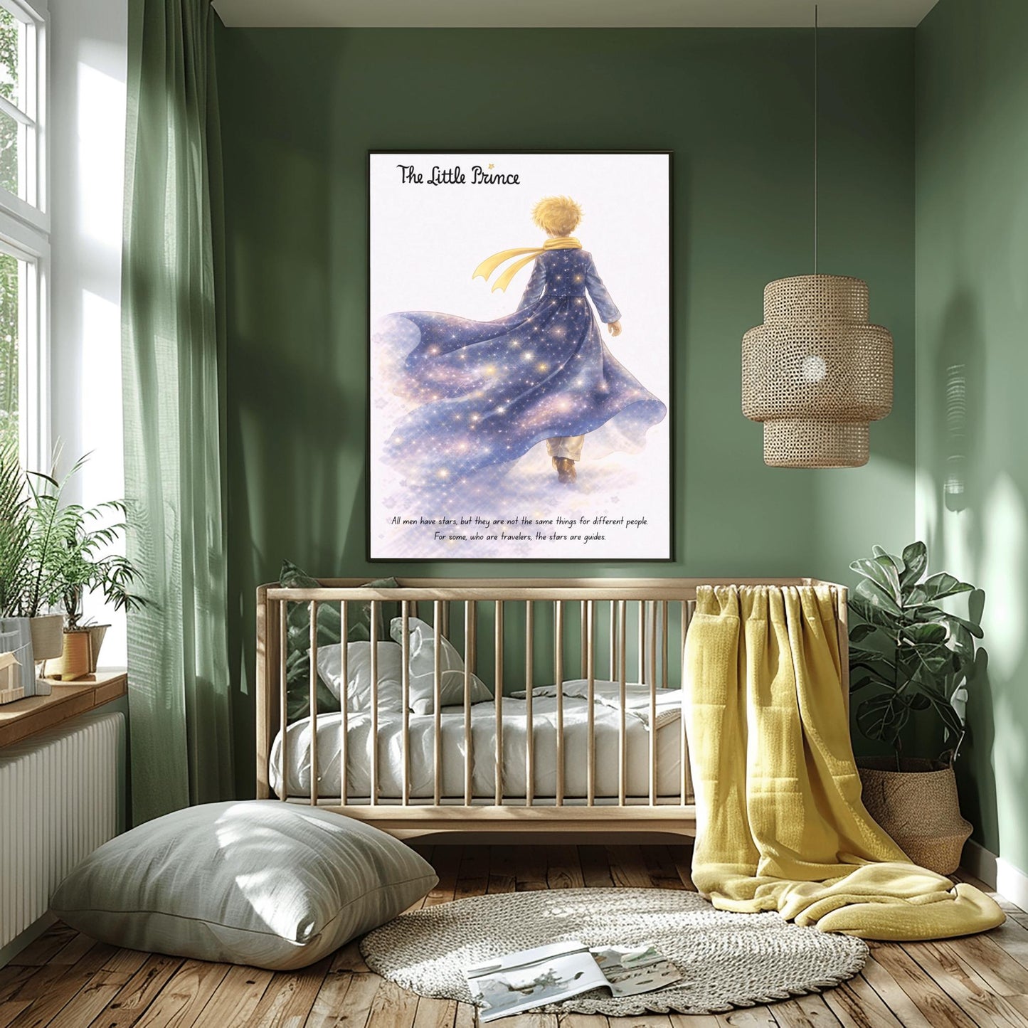 The Little Prince Galaxy Cloak Art - Le Petit Prince Universe Poster - "All Men Have Stars" Quote Print - Celestial Nursery Wall Decor