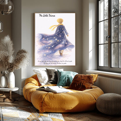 The Little Prince Galaxy Cloak Art - Le Petit Prince Universe Poster - "All Men Have Stars" Quote Print - Celestial Nursery Wall Decor