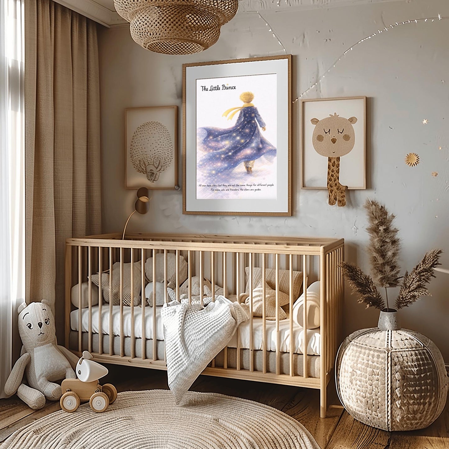 The Little Prince Galaxy Cloak Art - Le Petit Prince Universe Poster - "All Men Have Stars" Quote Print - Celestial Nursery Wall Decor