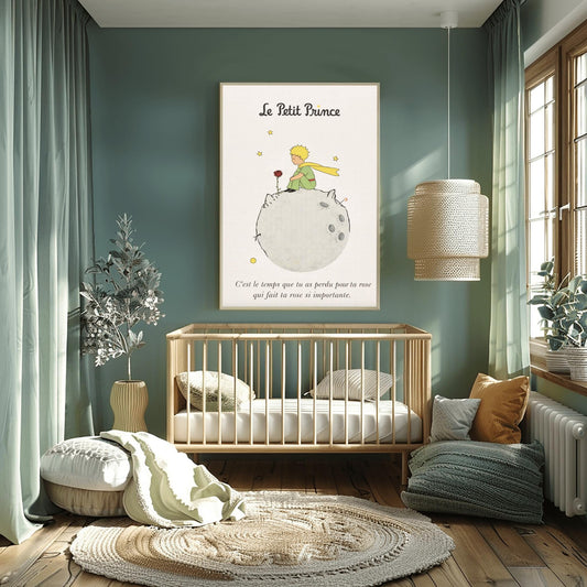 The Little Prince Le Petit Prince and the Rose Art Print - The Little Prince Rose Illustration