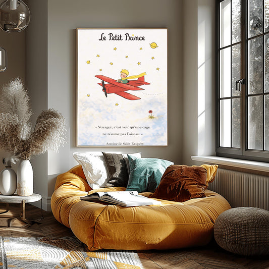 The Little Prince Le Petit Prince Red Airplane Poster - Little Prince Aviator Print
