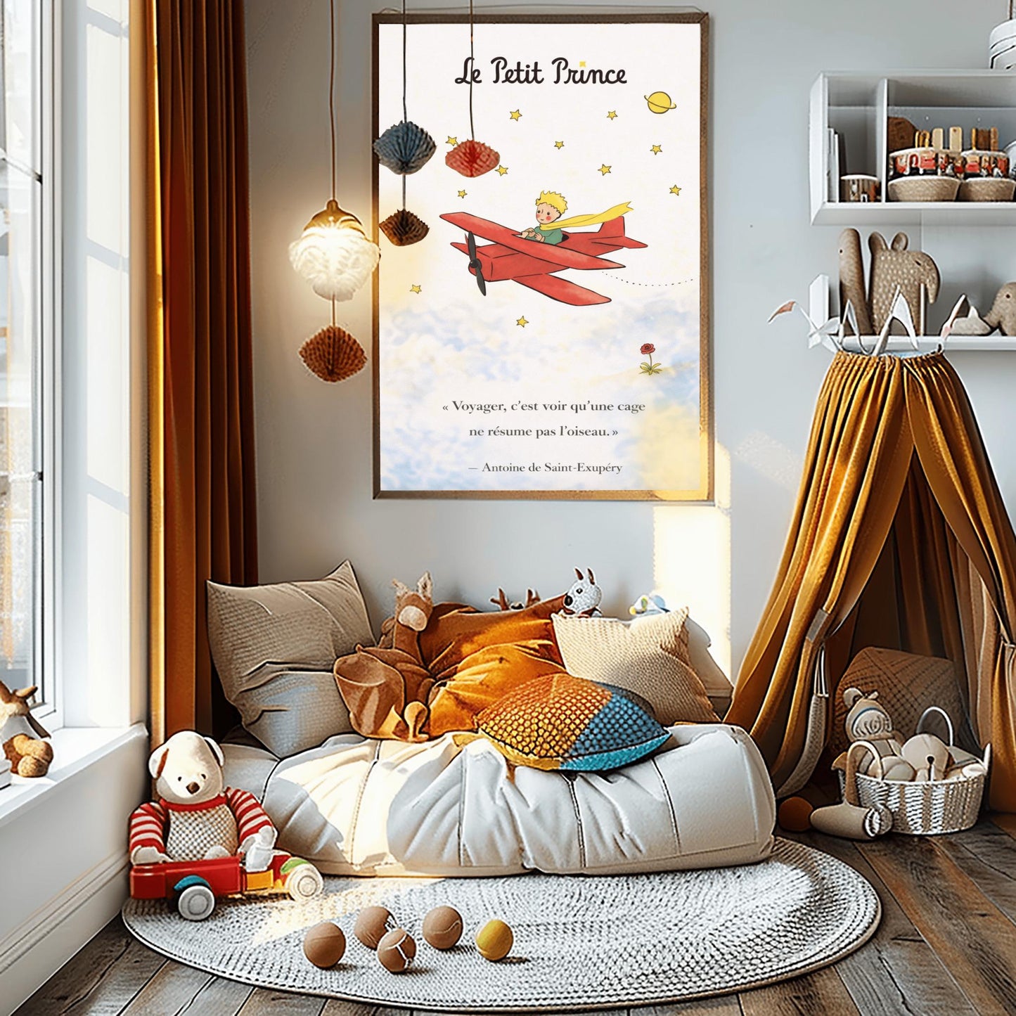 The Little Prince Le Petit Prince Red Airplane Poster - Little Prince Aviator Print