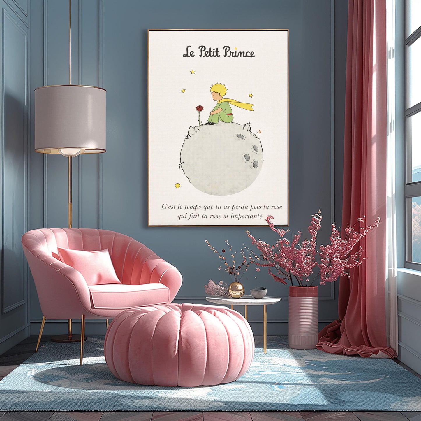 The Little Prince Le Petit Prince and the Rose Art Print - The Little Prince Rose Illustration