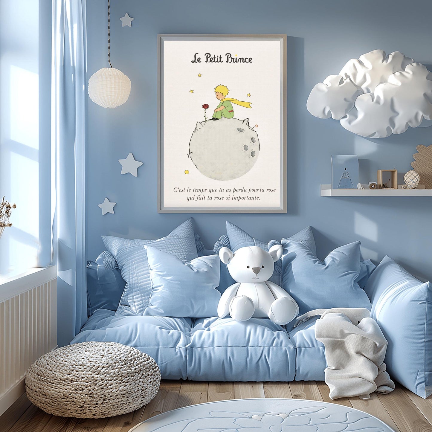 The Little Prince Le Petit Prince and the Rose Art Print - The Little Prince Rose Illustration