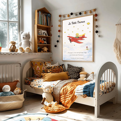 The Little Prince Le Petit Prince Red Airplane Poster - Little Prince Aviator Print