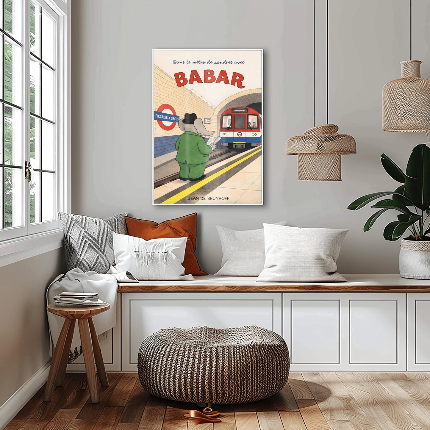Babar the Elephant in the London Underground Poster - Vintage London Tube Art - Jean de Brunhoff Print