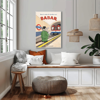 Babar the Elephant in the London Underground Poster - Vintage London Tube Art - Jean de Brunhoff Print