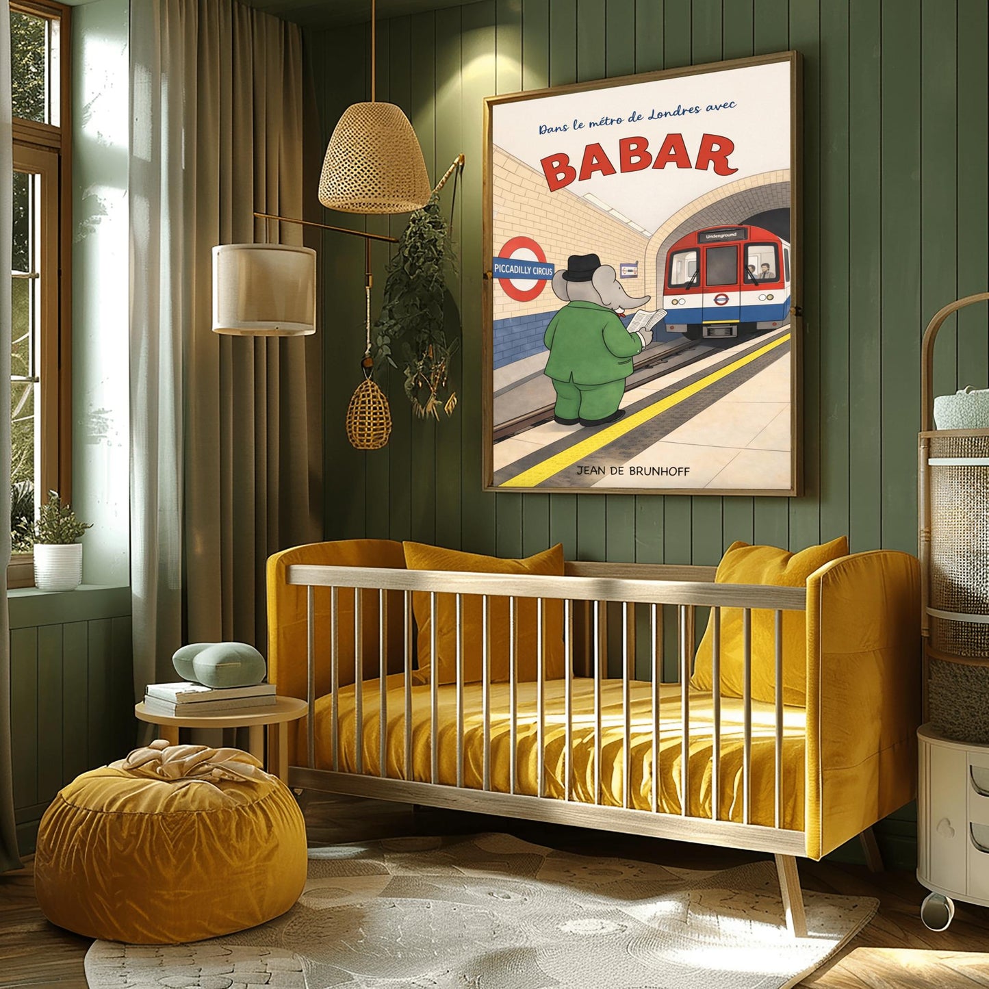 Babar the Elephant in the London Underground Poster - Vintage London Tube Art - Jean de Brunhoff Print
