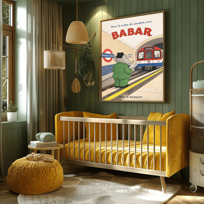 Babar the Elephant in the London Underground Poster - Vintage London Tube Art - Jean de Brunhoff Print