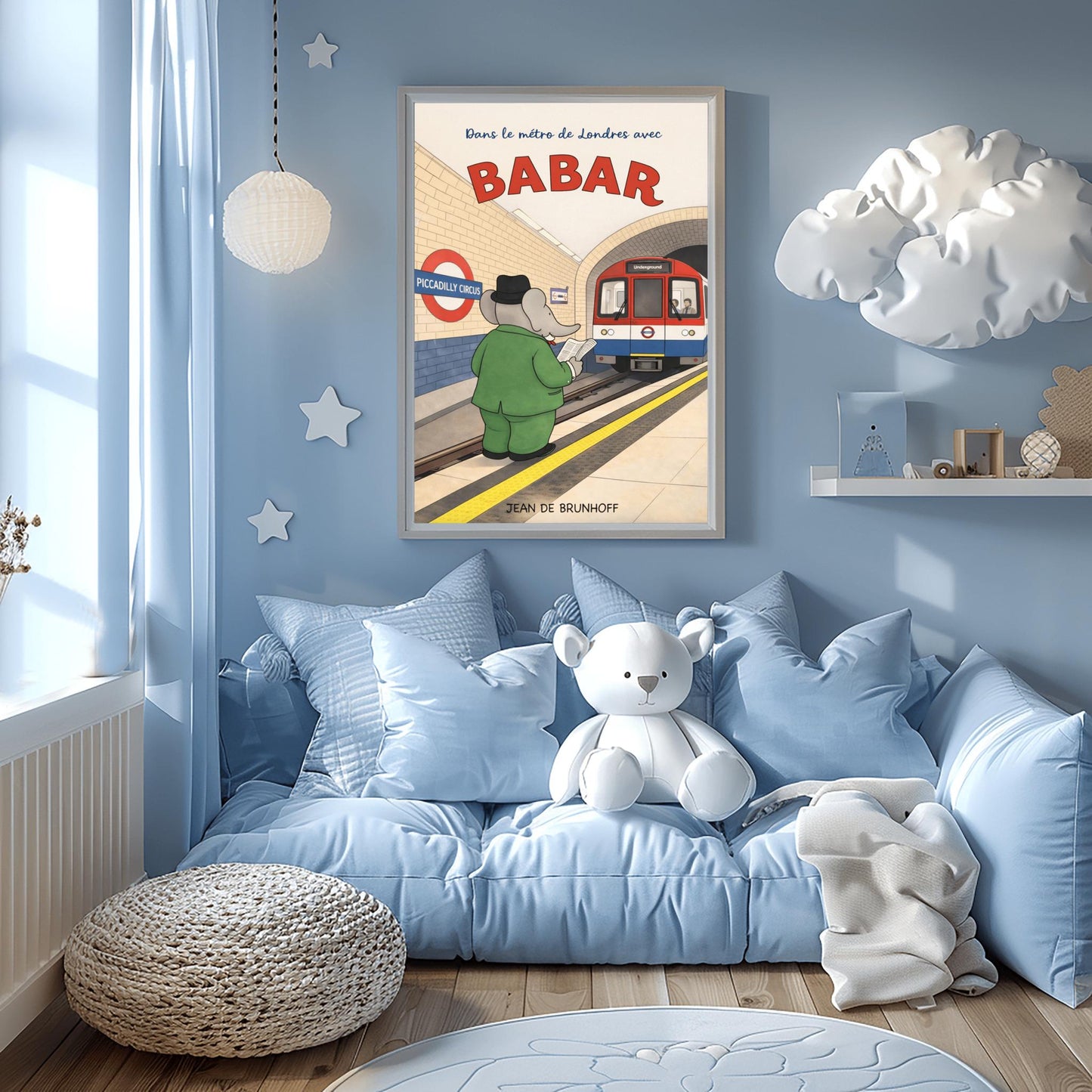Babar the Elephant in the London Underground Poster - Vintage London Tube Art - Jean de Brunhoff Print