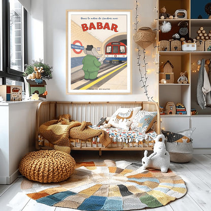 Babar the Elephant in the London Underground Poster - Vintage London Tube Art - Jean de Brunhoff Print