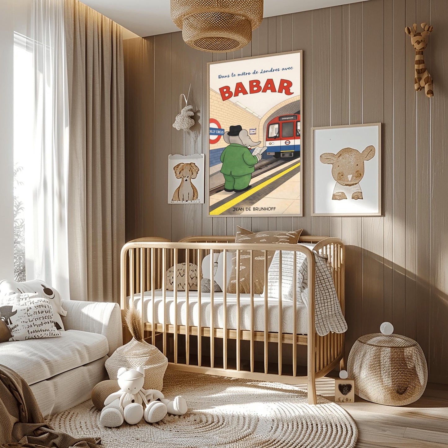 Babar the Elephant in the London Underground Poster - Vintage London Tube Art - Jean de Brunhoff Print
