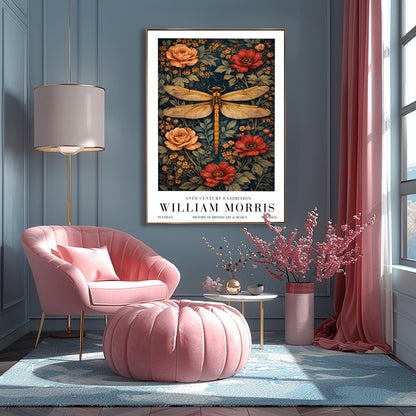 William Morris Dragonfly Print, Botanical Exhibition Poster