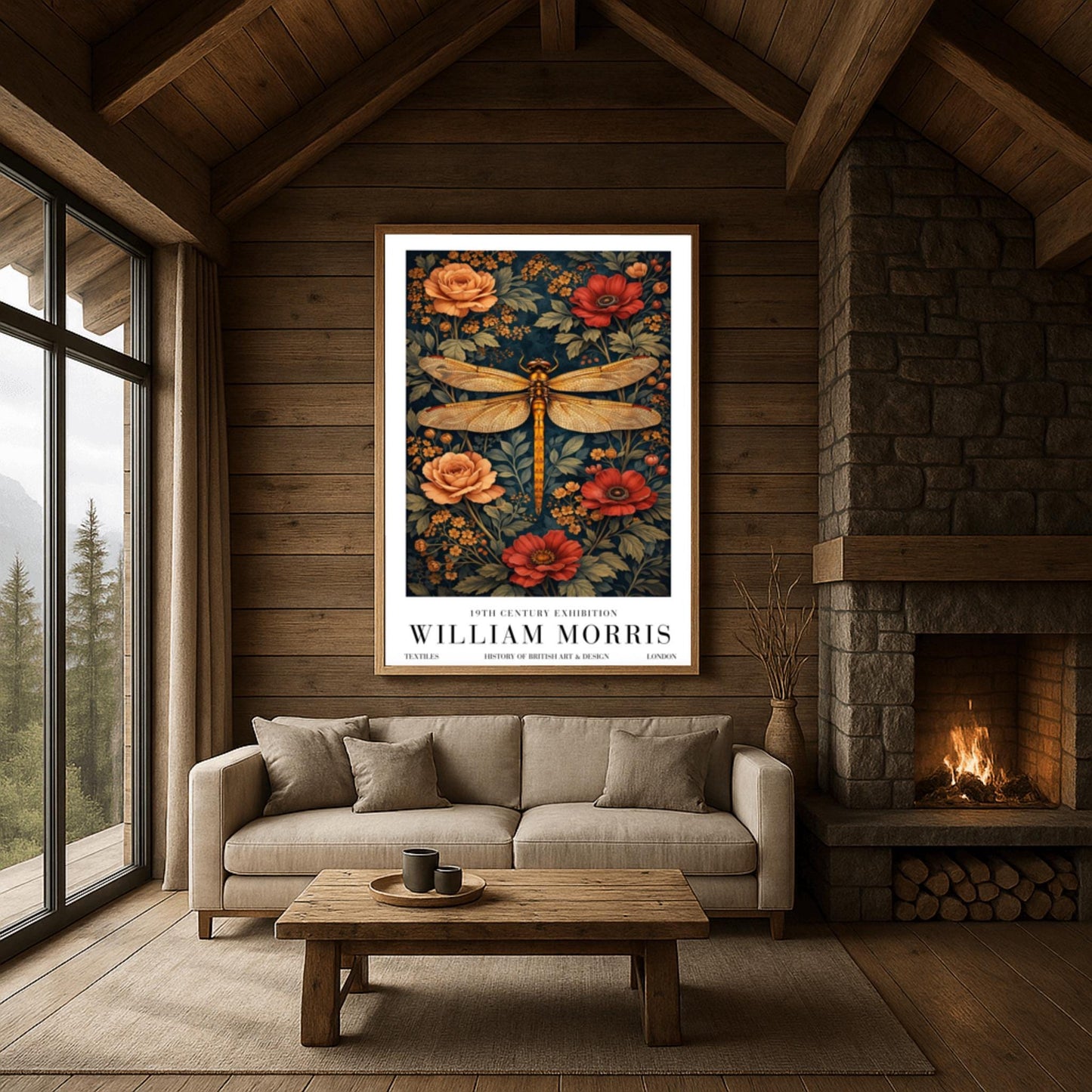 William Morris Dragonfly Print, Botanical Exhibition Poster