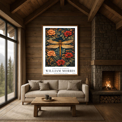 William Morris Dragonfly Print, Botanical Exhibition Poster