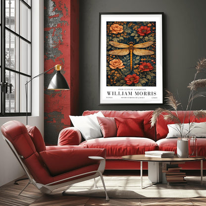 William Morris Dragonfly Print, Botanical Exhibition Poster