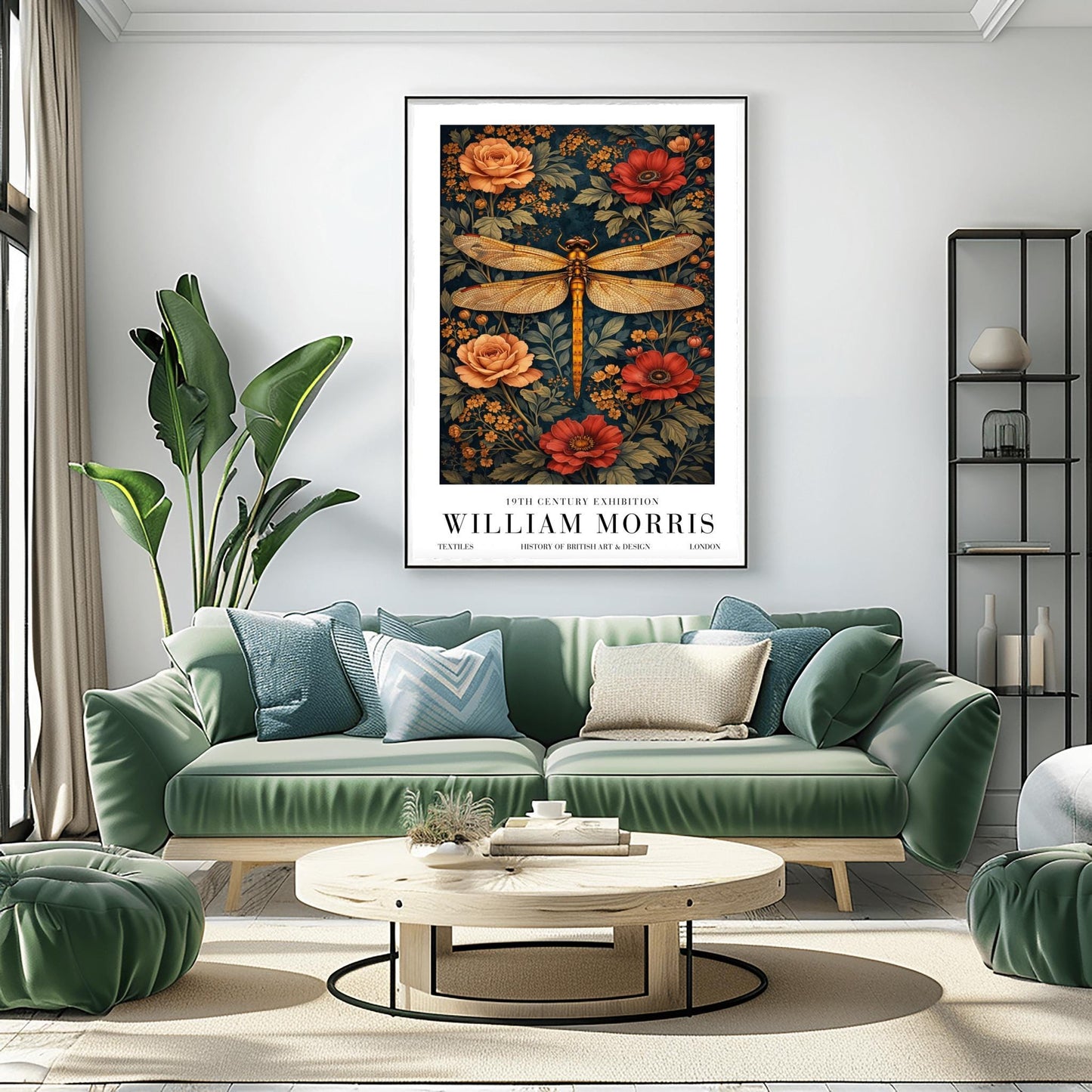 William Morris Dragonfly Print, Botanical Exhibition Poster