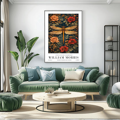 William Morris Dragonfly Print, Botanical Exhibition Poster