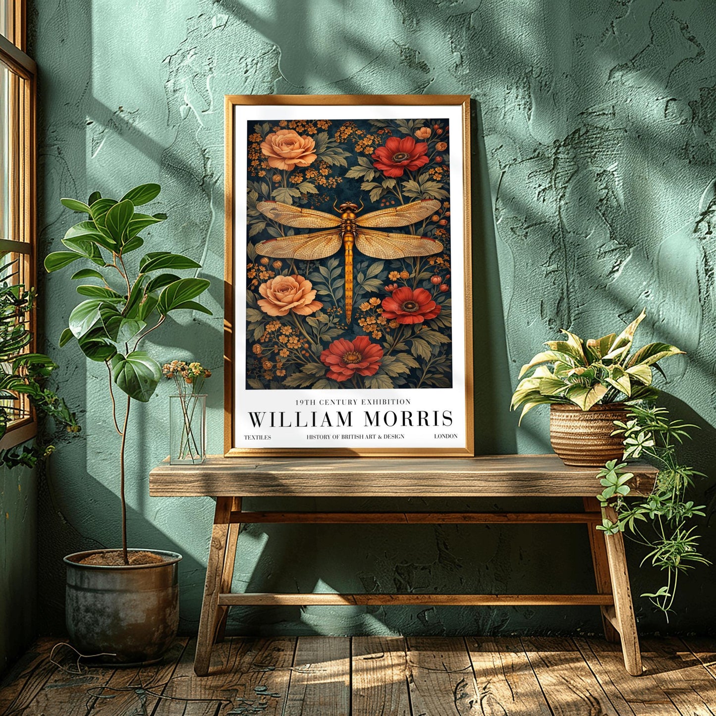 William Morris Dragonfly Print, Botanical Exhibition Poster