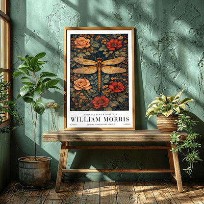 William Morris Dragonfly Print, Botanical Exhibition Poster