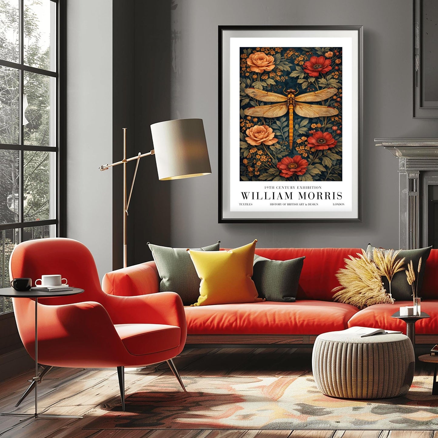 William Morris Dragonfly Print, Botanical Exhibition Poster