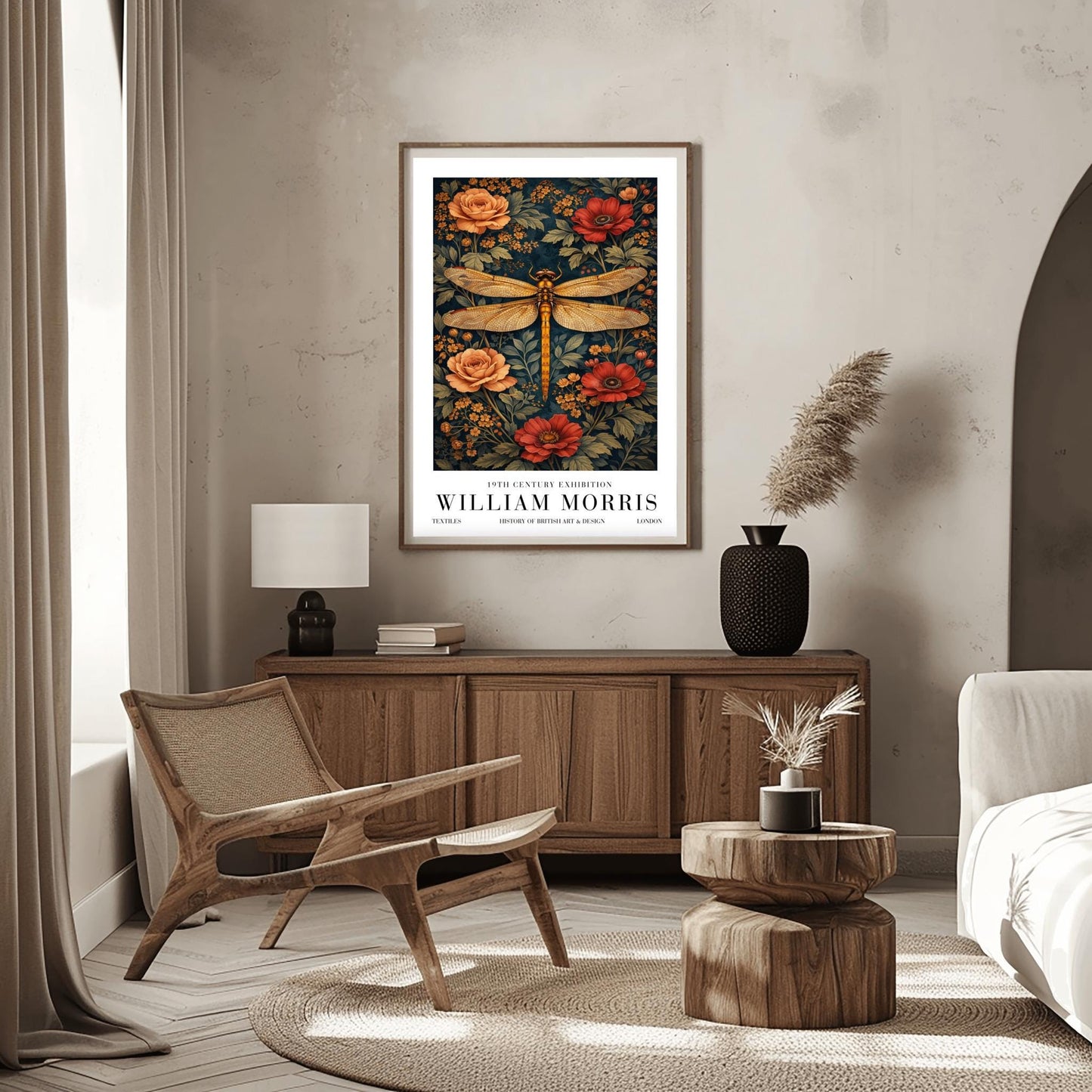 William Morris Dragonfly Print, Botanical Exhibition Poster